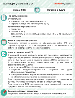 Памятка для участников ЕГЭ